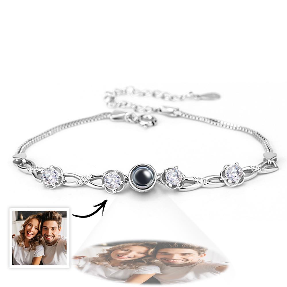 Personalized Photo Projection Bracelet with Diamonds Beautiful Gift for Mom Best Mother's Day Gift