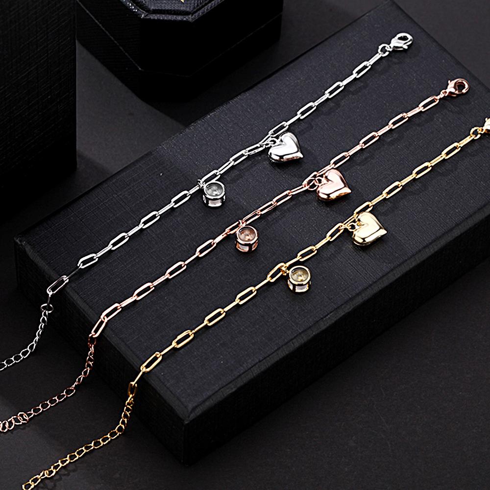 Personalised Photo Projection Bracelet with Heart Creative Gift - soufeeluk
