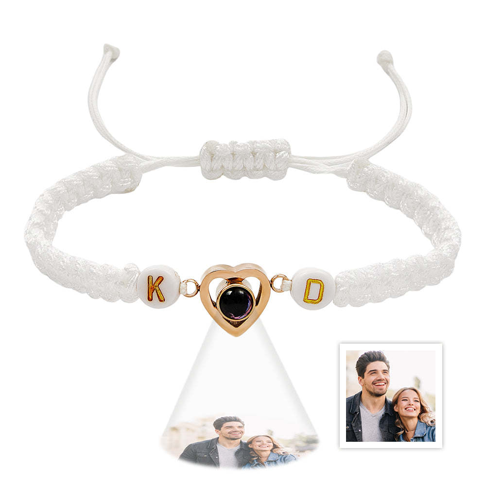 Personalised Braided Photo Projection Bracelet Fishtail Rope Couple's Bracelet Gifts for Lover - soufeeluk