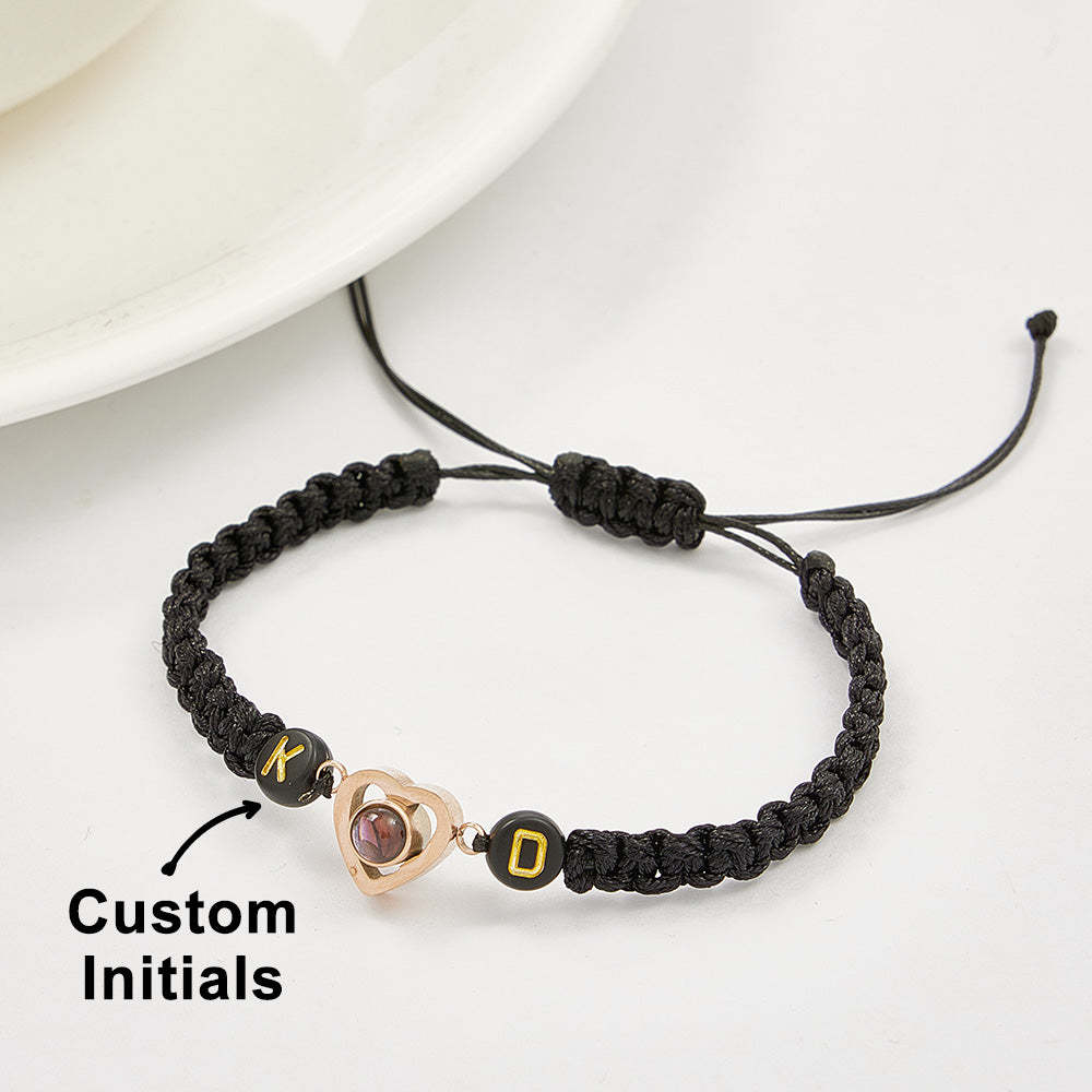 Personalised Braided Photo Projection Bracelet Fishtail Rope Couple's Bracelet Gifts for Lover - soufeeluk