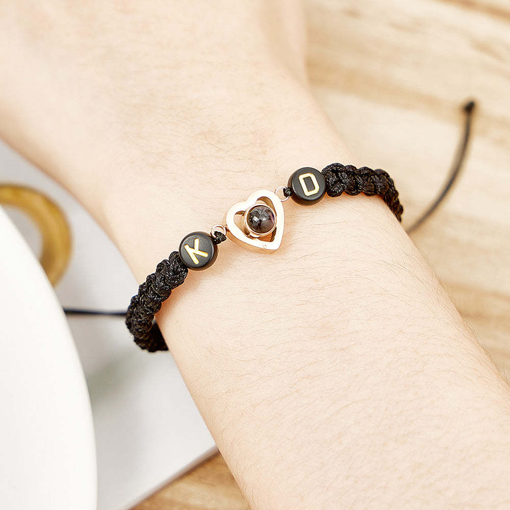 Personalised Braided Photo Projection Bracelet Fishtail Rope Couple's Bracelet Gifts for Lover - soufeeluk