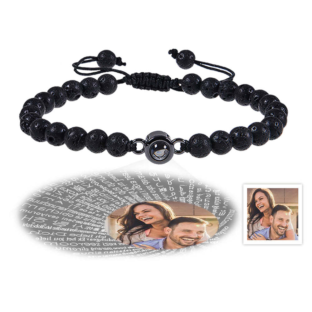 Custom Photo Projection Bracelet I Love You 100 Languages Men's Bracelet Gift for Boyfriend Husband Dad - soufeeluk