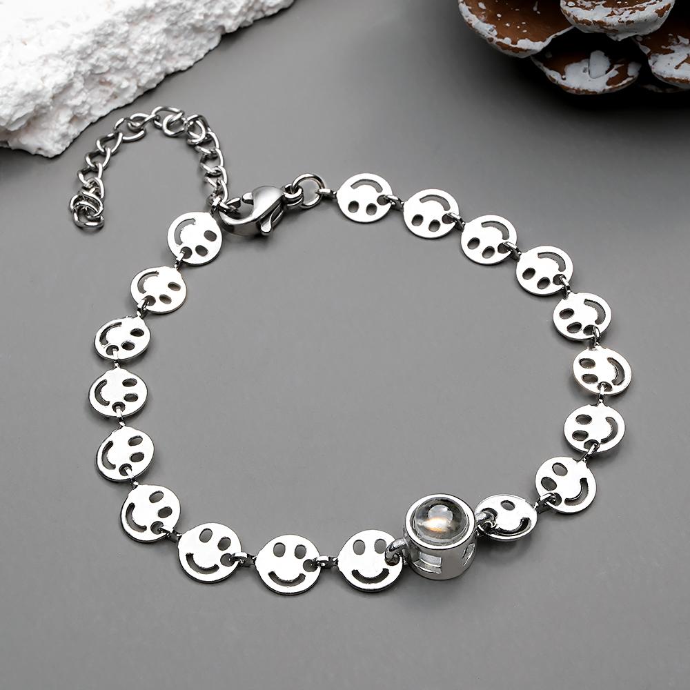 Custom Projection Bracelet Smiley Chain Love Gift for Couple - soufeeluk