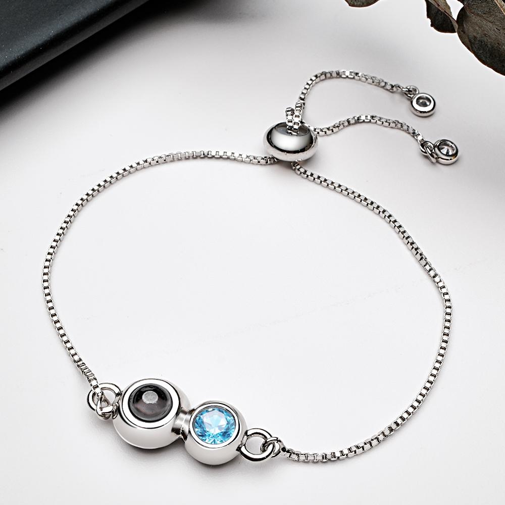 Custom Projection Birthstone Bracelet Simple Unique Gift for Her - soufeeluk