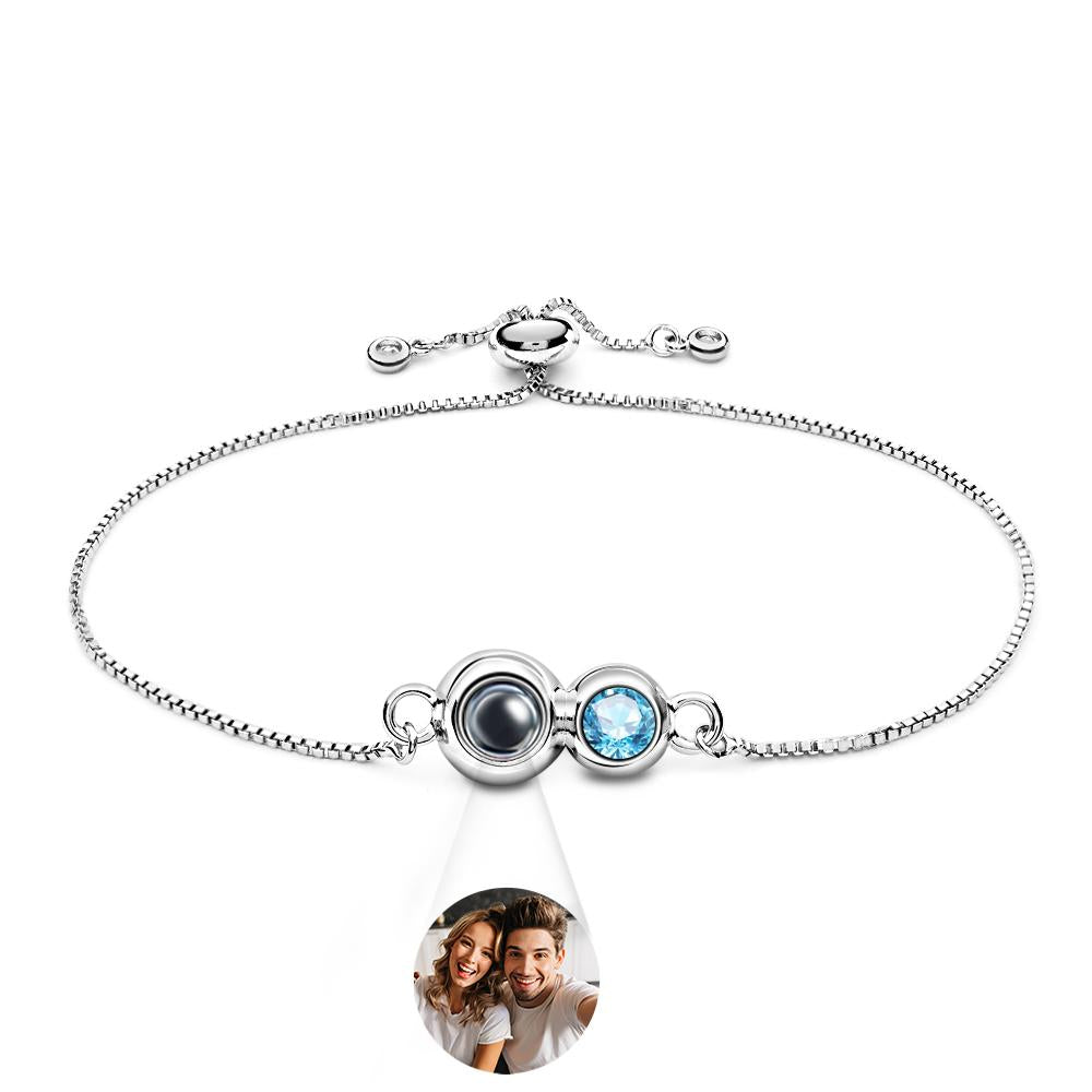 Custom Projection Birthstone Bracelet Simple Unique Gift for Her - soufeeluk