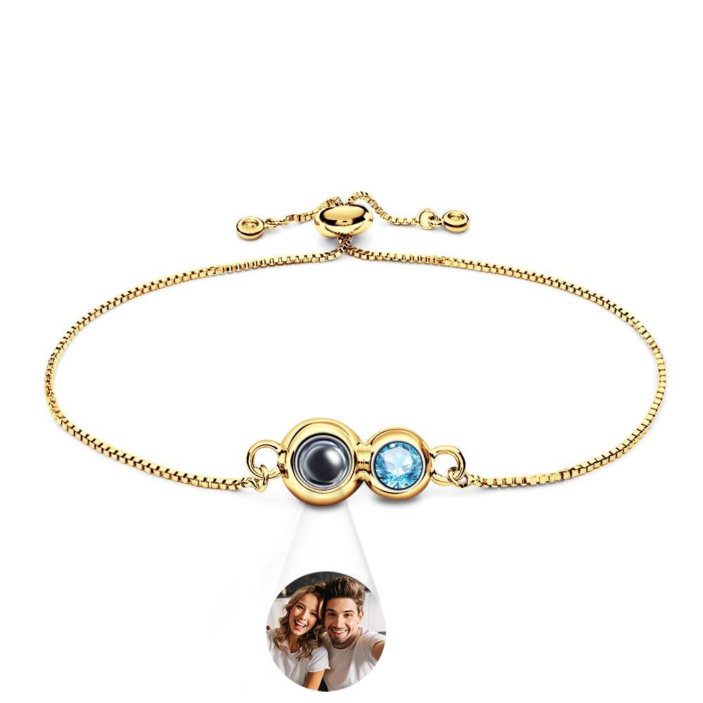 Custom Projection Birthstone Bracelet Simple Unique Gift for Her - soufeeluk