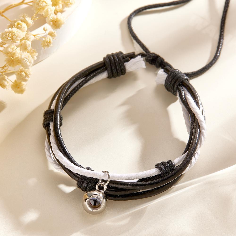 Custom Projection Bracelet Cord Braiding Gift for Him - soufeeluk