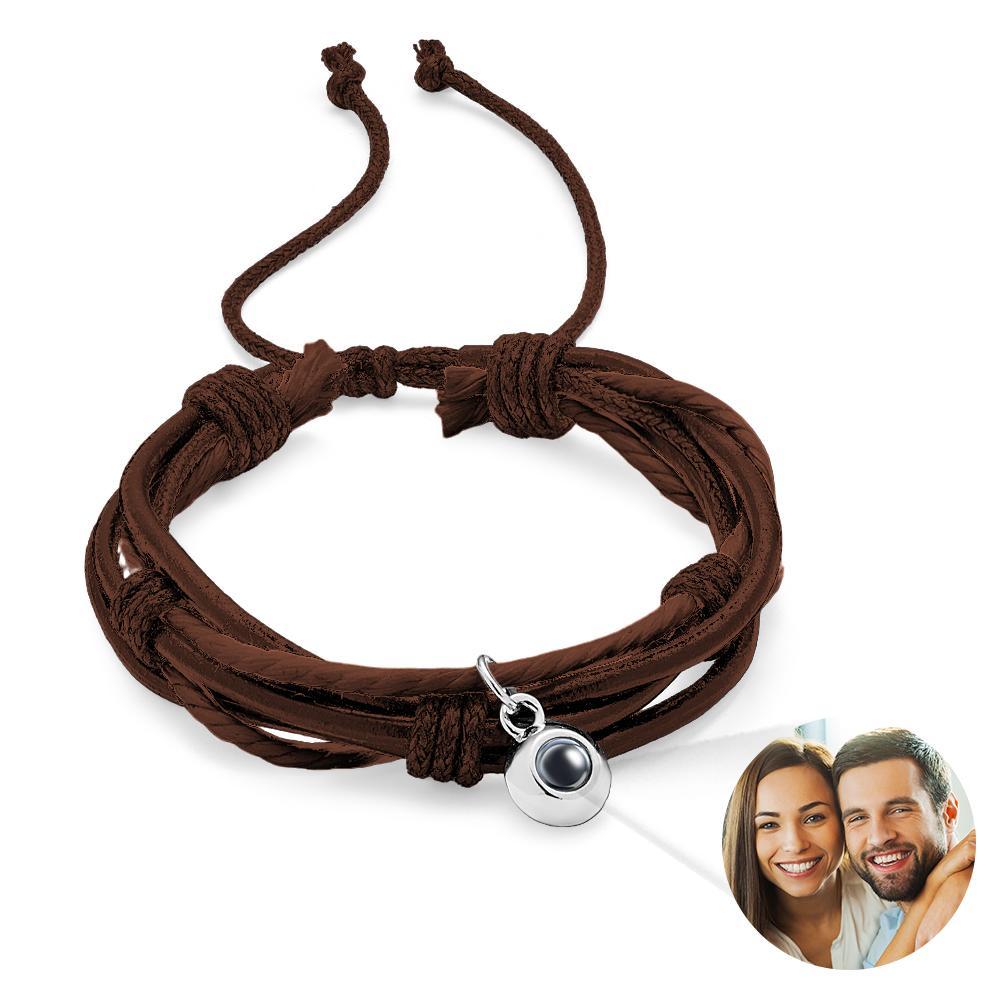 Custom Projection Bracelet Cord Braiding Gift for Him - soufeeluk