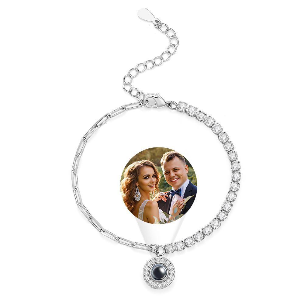 Personalised Projection Bracelet Round Pendant Design Chain Gift