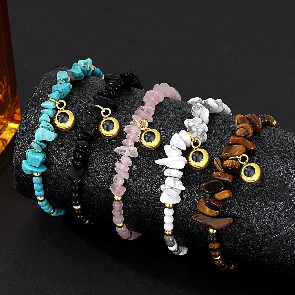 Personalized Picture Projection Bracelet With Colorful Stone Chain Unique Christmas Gift For Friends - soufeeluk