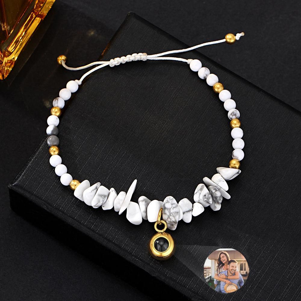 Personalized Picture Projection Bracelet With Colorful Stone Chain Unique Christmas Gift For Friends - soufeeluk