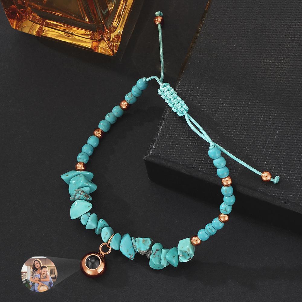 Personalized Picture Projection Bracelet With Colorful Stone Chain Unique Christmas Gift For Friends - soufeeluk