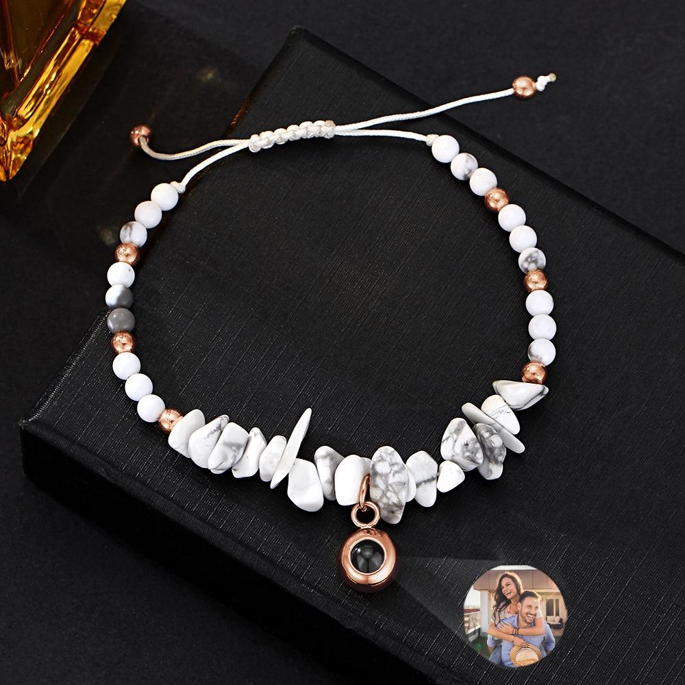 Personalized Picture Projection Bracelet With Colorful Stone Chain Unique Christmas Gift For Friends - soufeeluk