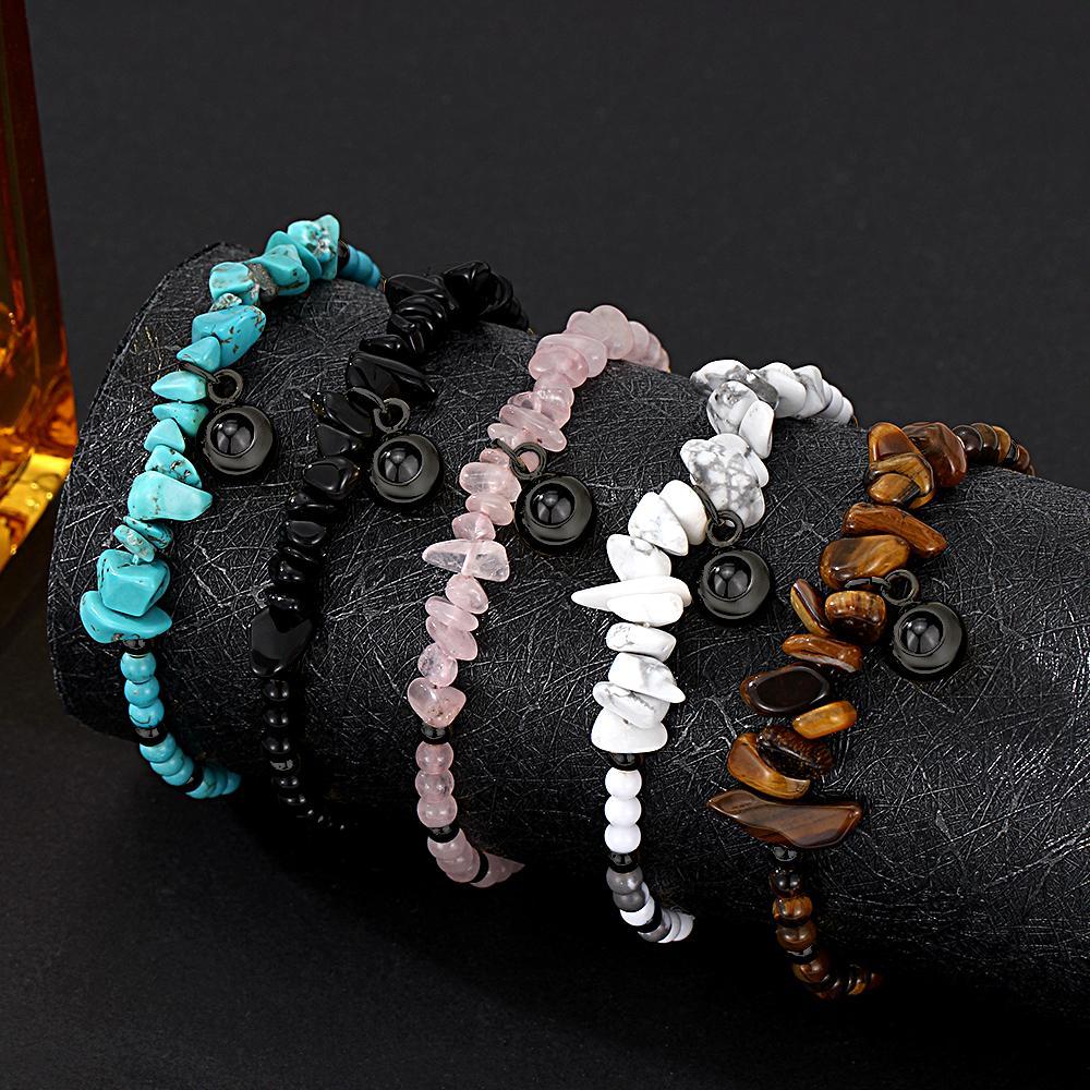 Personalized Picture Projection Bracelet With Colorful Stone Chain Unique Christmas Gift For Friends - soufeeluk