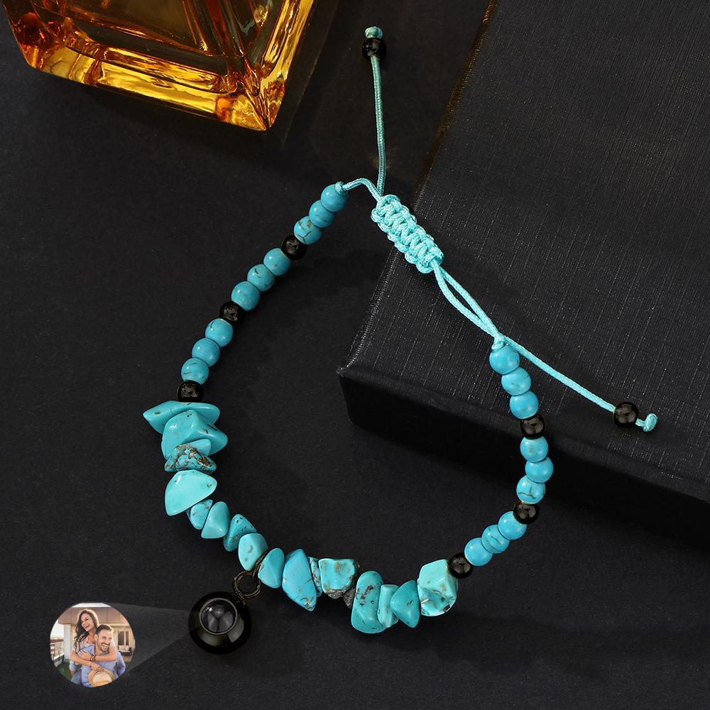 Personalized Picture Projection Bracelet With Colorful Stone Chain Unique Christmas Gift For Friends - soufeeluk