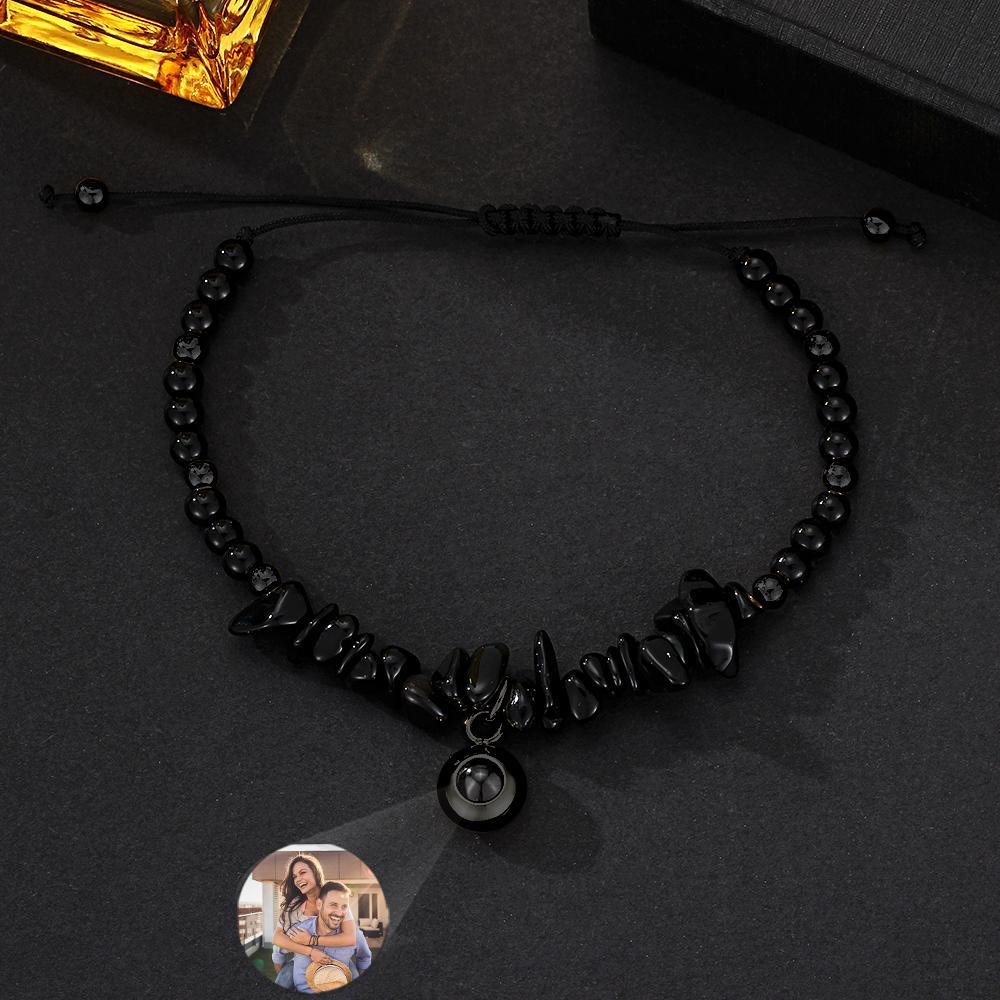 Personalized Picture Projection Bracelet With Colorful Stone Chain Unique Christmas Gift For Friends - soufeeluk