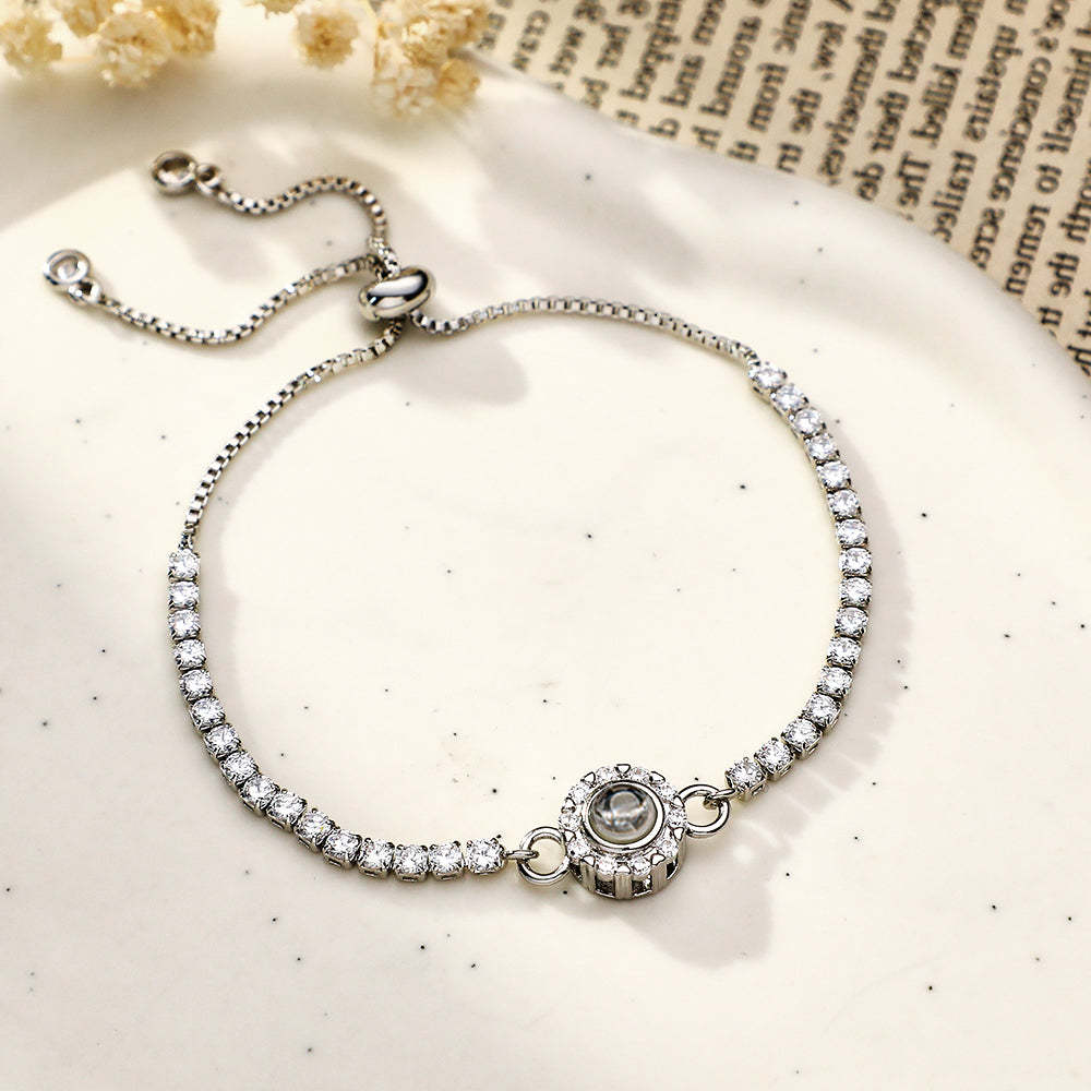 Custom Photo Projection Bracelet Diamond Chain Gift for Her - soufeeluk