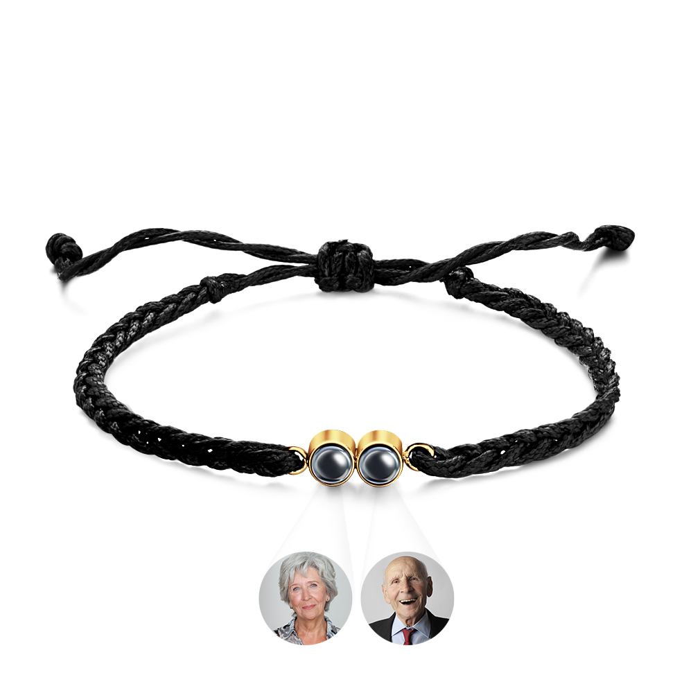 Personalized 2 Photos Projected Bracelet Multicolor Braided Rope Customized Bracelet Simple Memorial Gifts for Parents - soufeeluk