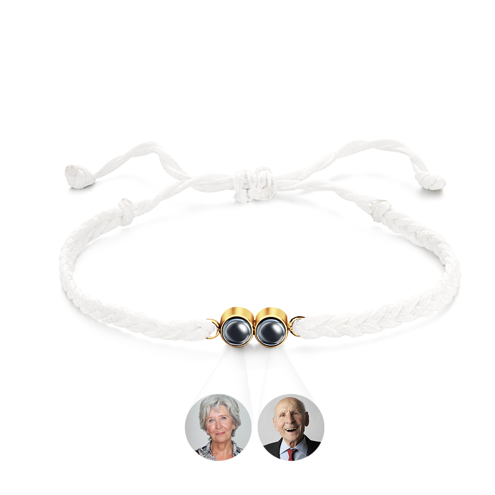 Personalized 2 Photos Projected Bracelet Multicolor Braided Rope Customized Bracelet Simple Memorial Gifts for Parents - soufeeluk