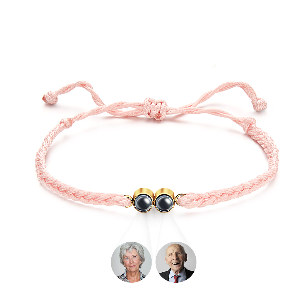 Personalized 2 Photos Projected Bracelet Multicolor Braided Rope Customized Bracelet Simple Memorial Gifts for Parents - soufeeluk