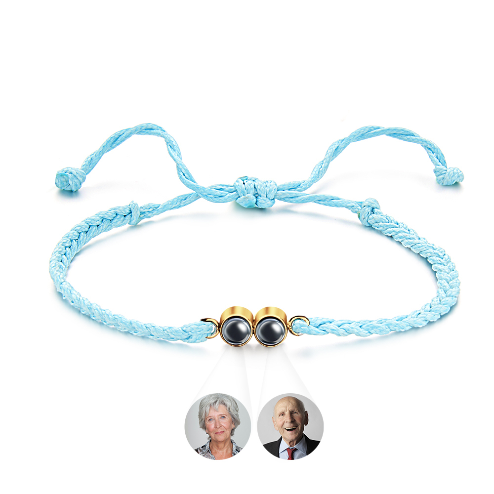 Personalized 2 Photos Projected Bracelet Multicolor Braided Rope Customized Bracelet Simple Memorial Gifts for Parents - soufeeluk