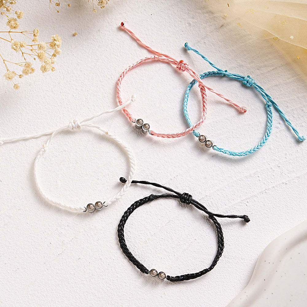 Personalized 2 Photos Projected Bracelet Multicolor Braided Rope Customized Bracelet Simple Memorial Gifts for Parents - soufeeluk