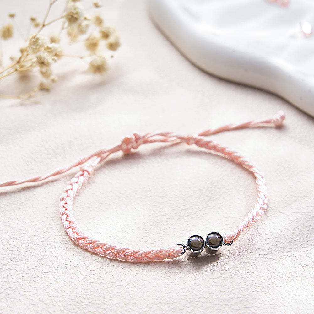 Personalized 2 Photos Projected Bracelet Multicolor Braided Rope Customized Bracelet Simple Memorial Gifts for Parents - soufeeluk