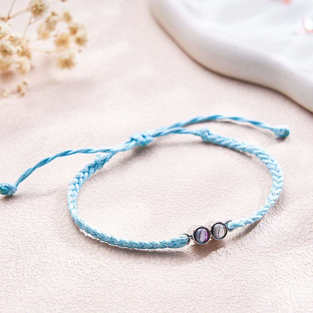 Personalized 2 Photos Projected Bracelet Multicolor Braided Rope Customized Bracelet Simple Memorial Gifts for Parents - soufeeluk
