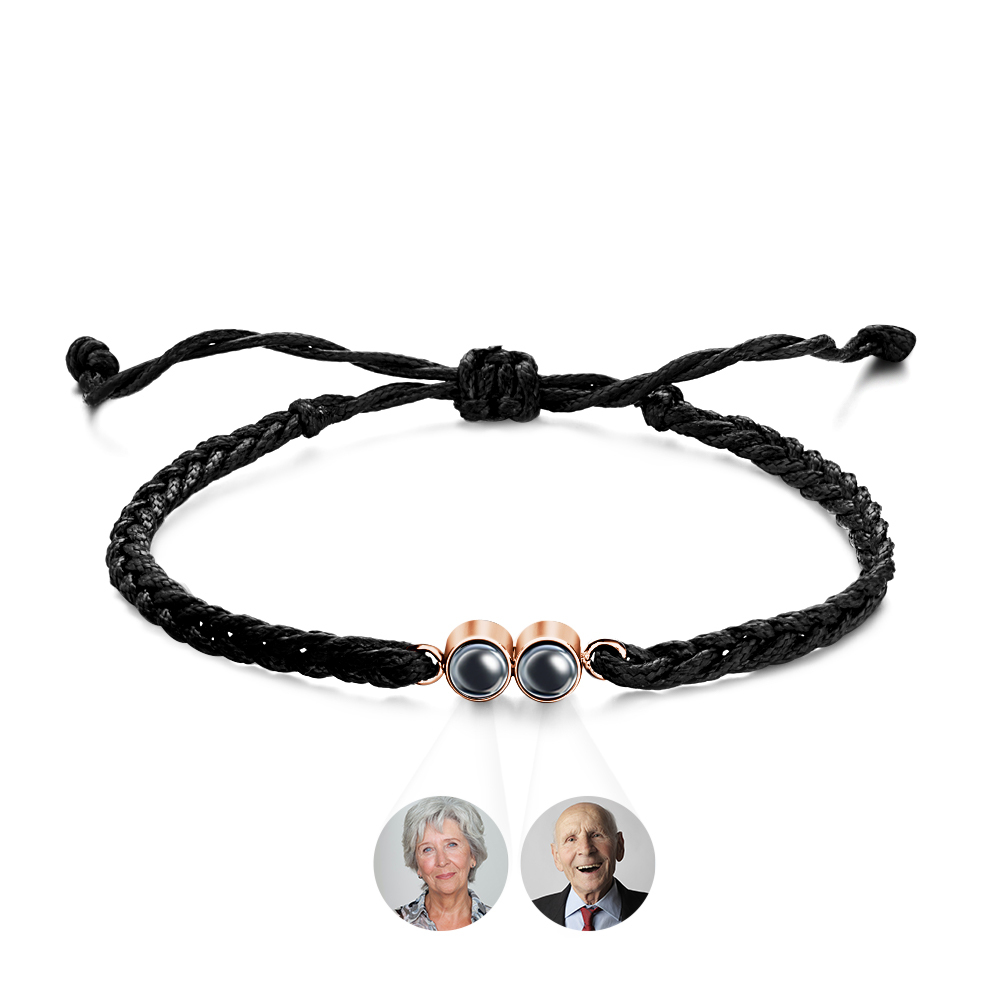 Personalized 2 Photos Projected Bracelet Multicolor Braided Rope Customized Bracelet Simple Memorial Gifts for Parents - soufeeluk