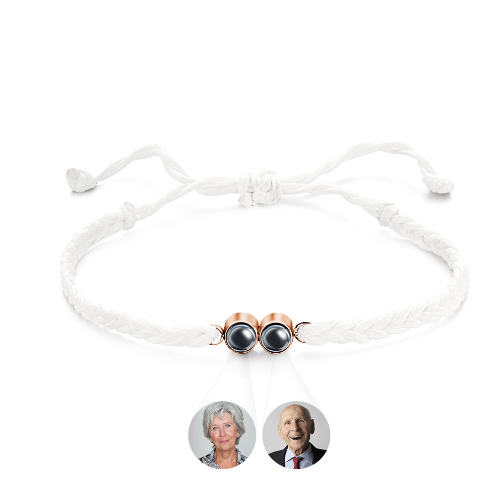 Personalized 2 Photos Projected Bracelet Multicolor Braided Rope Customized Bracelet Simple Memorial Gifts for Parents - soufeeluk
