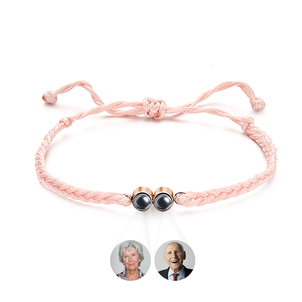 Personalized 2 Photos Projected Bracelet Multicolor Braided Rope Customized Bracelet Simple Memorial Gifts for Parents - soufeeluk