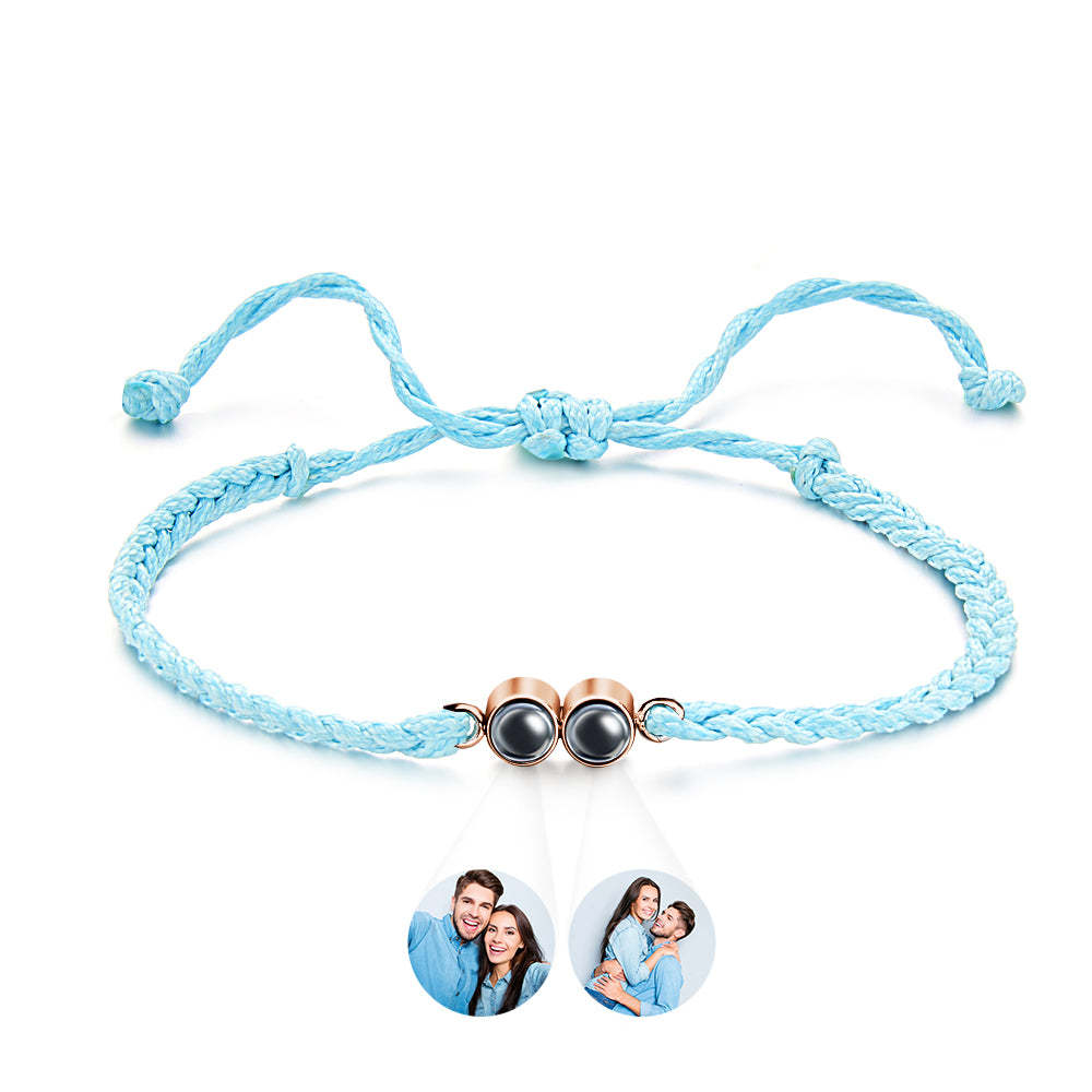 Personalised Projected Picture Bracelet Multicolor Braided Rope Customized Two Photos Bracelet Simple Gift - soufeeluk