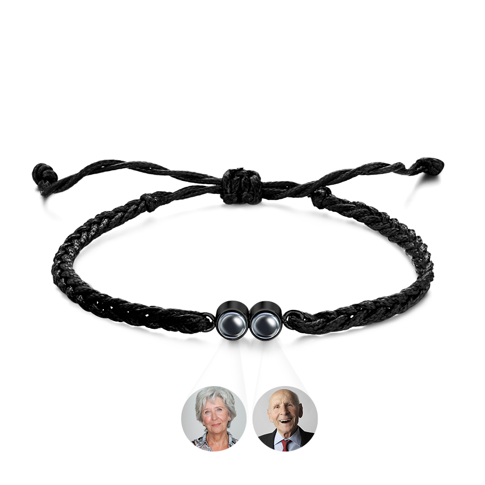 Personalized 2 Photos Projected Bracelet Multicolor Braided Rope Customized Bracelet Simple Memorial Gifts for Parents - soufeeluk