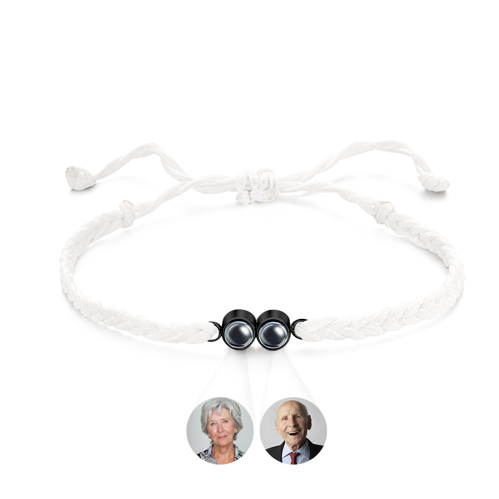 Personalized 2 Photos Projected Bracelet Multicolor Braided Rope Customized Bracelet Simple Memorial Gifts for Parents - soufeeluk
