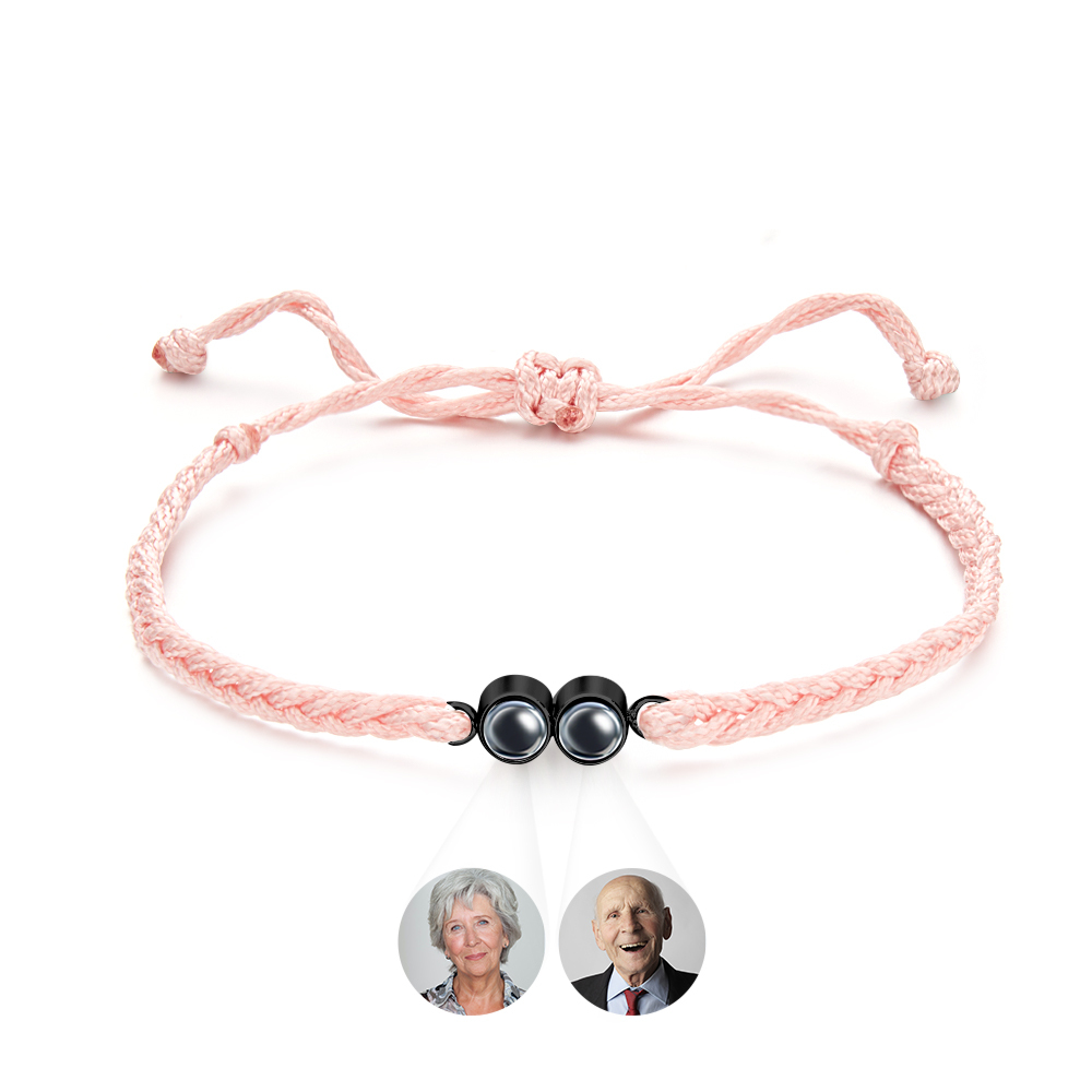 Personalized 2 Photos Projected Bracelet Multicolor Braided Rope Customized Bracelet Simple Memorial Gifts for Parents - soufeeluk
