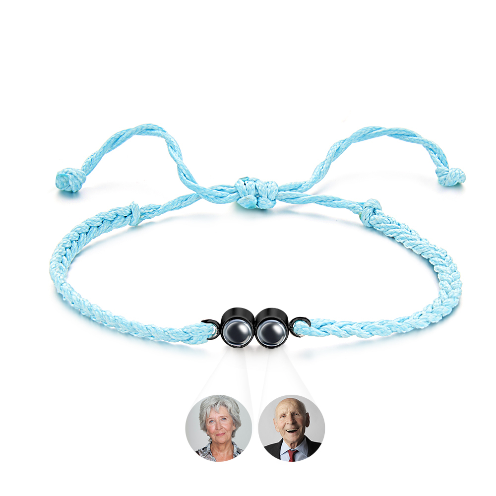 Personalized 2 Photos Projected Bracelet Multicolor Braided Rope Customized Bracelet Simple Memorial Gifts for Parents - soufeeluk