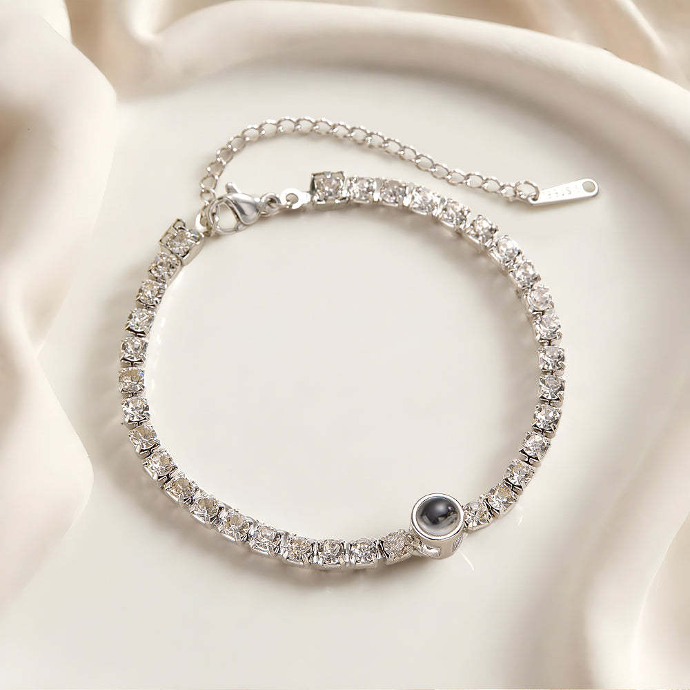 Personalised Projection Tennis Bracelet Simple Diamond Women Gift - soufeeluk