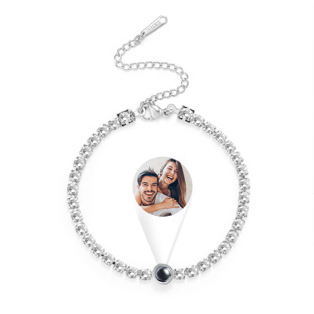 Personalised Projection Tennis Bracelet Simple Diamond Women Gift