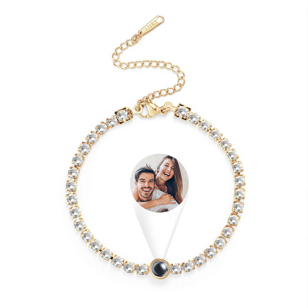 Personalised Projection Tennis Bracelet Simple Diamond Women Gift - soufeeluk