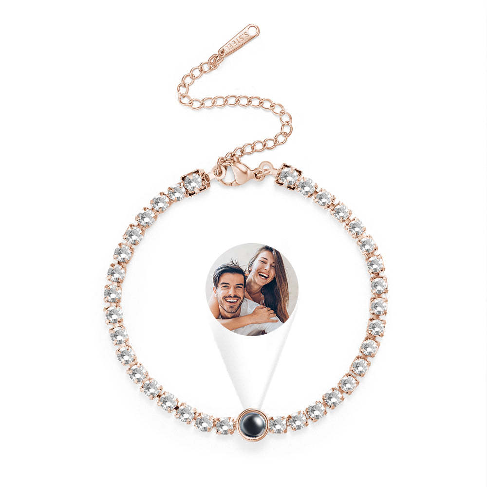 Personalised Projection Tennis Bracelet Simple Diamond Women Gift - soufeeluk