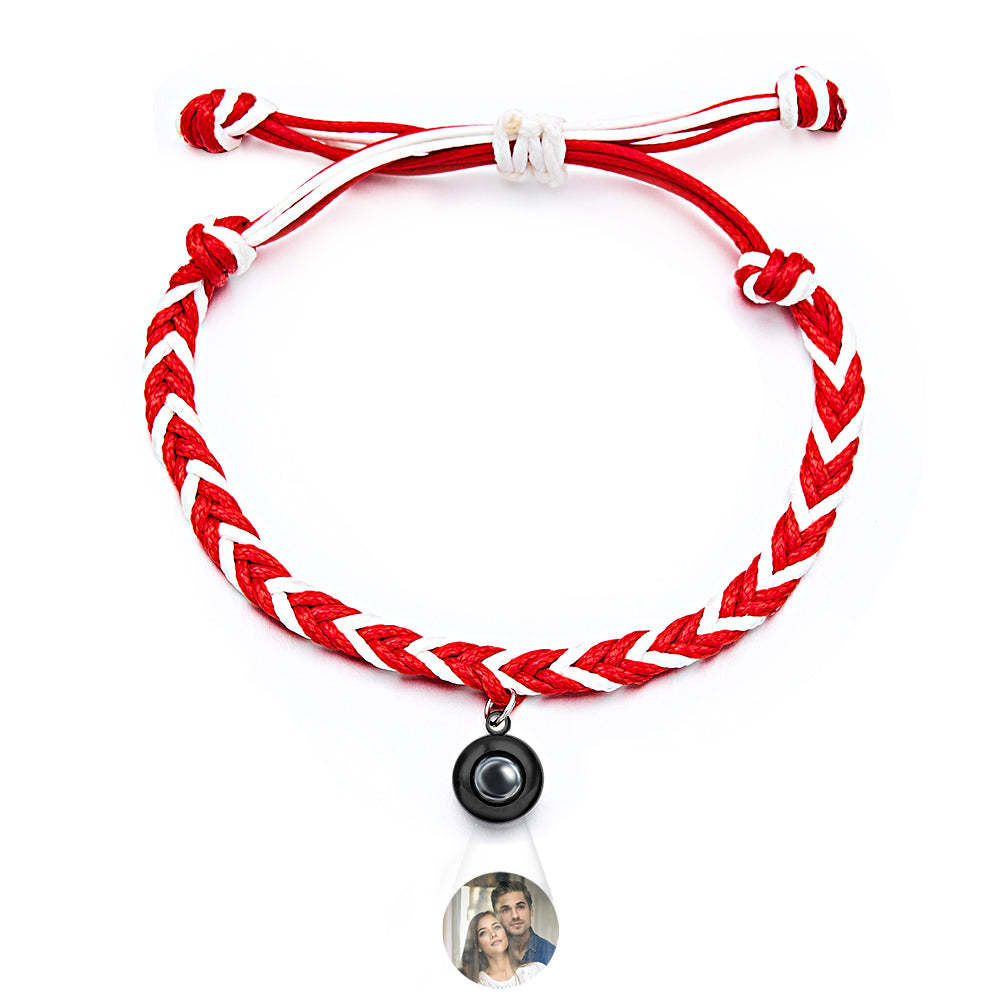 Personalised Projected Picture Bracelet Twist Rope With Round Pendant Warm Christmas Gift For Men - soufeeluk