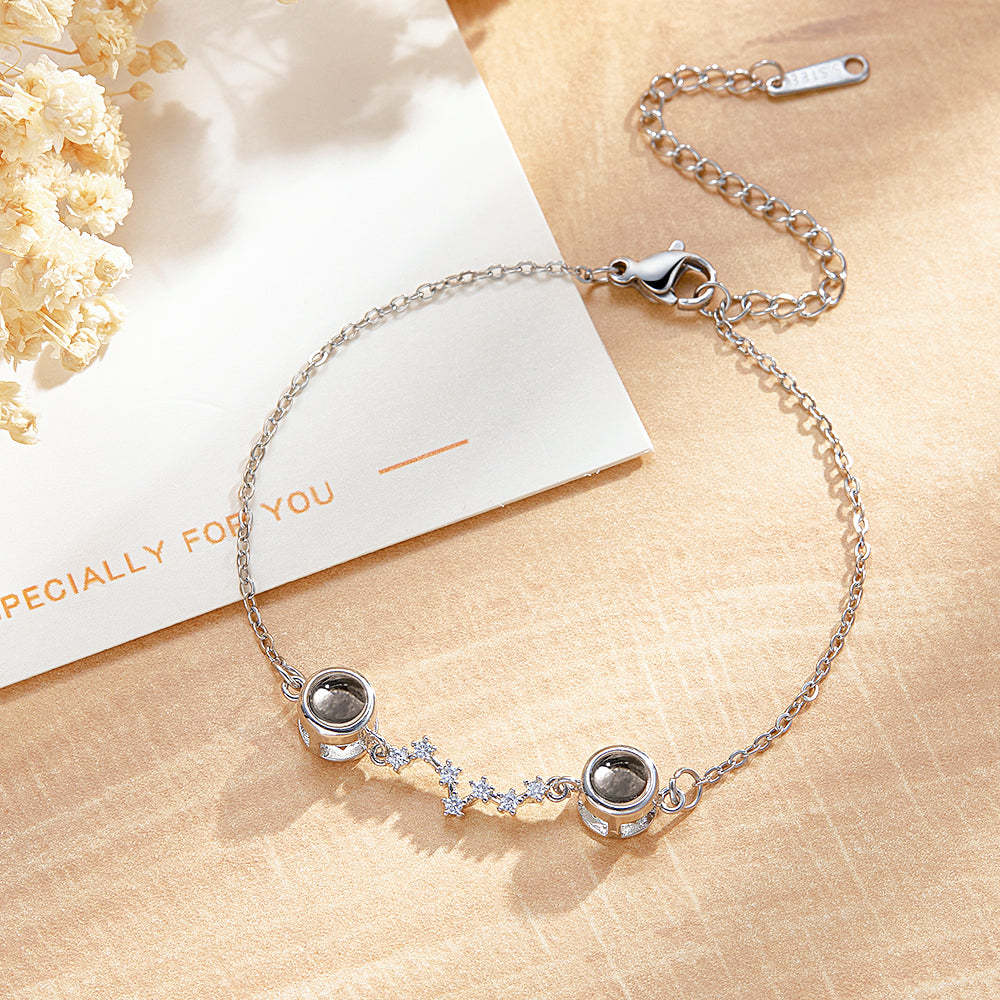 Personalised Double Projection Photo Bracelet Accompanied by Diamonds - soufeeluk