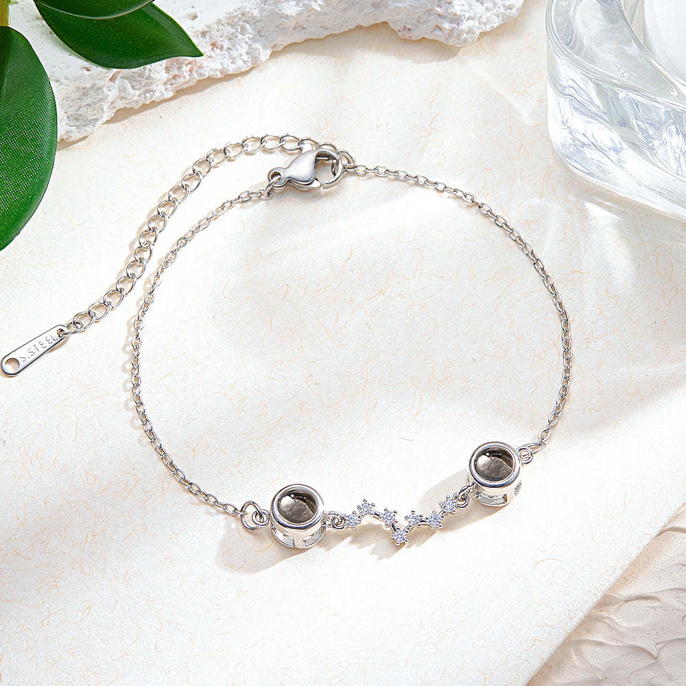 Personalised Double Projection Photo Bracelet Accompanied by Diamonds - soufeeluk