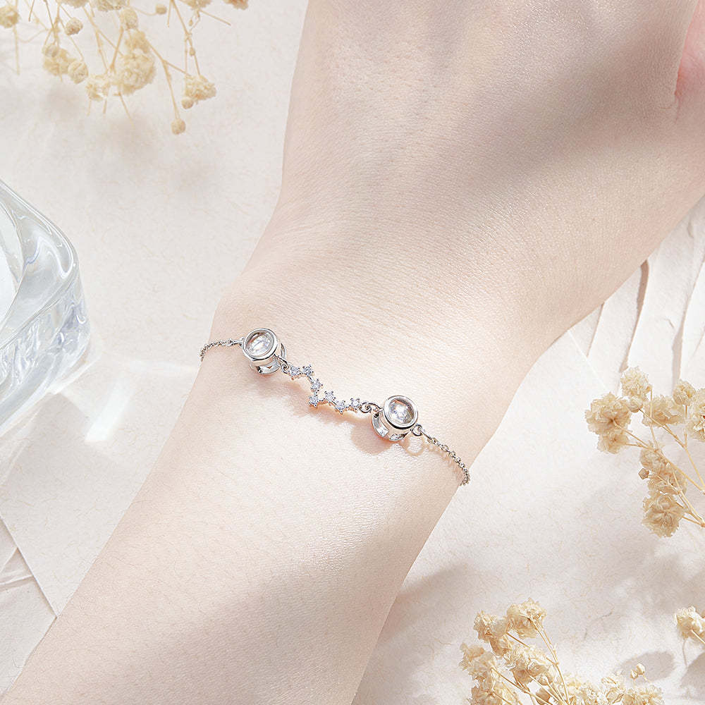Personalised Double Projection Photo Bracelet Accompanied by Diamonds - soufeeluk