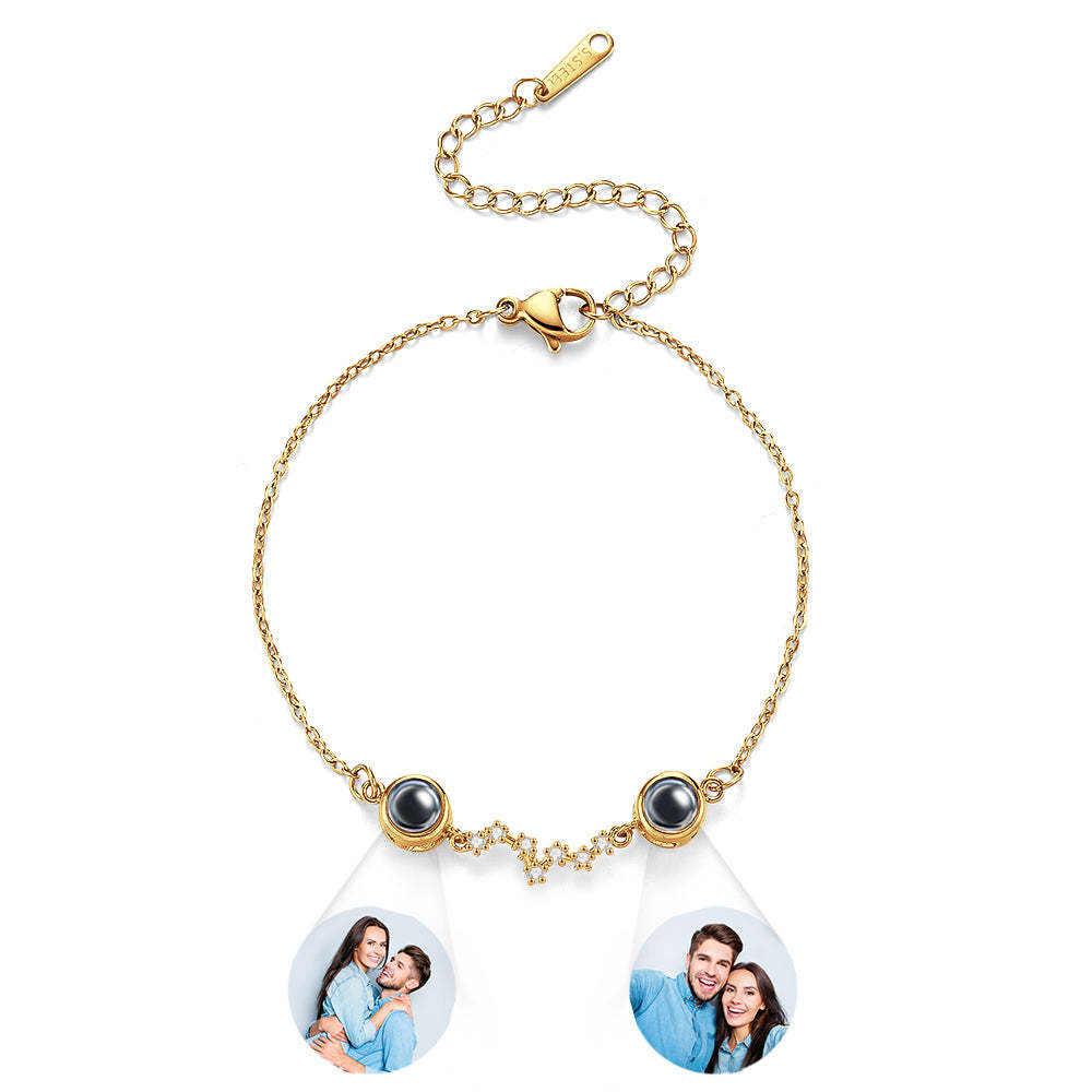 Personalised Double Projection Photo Bracelet Accompanied by Diamonds - soufeeluk