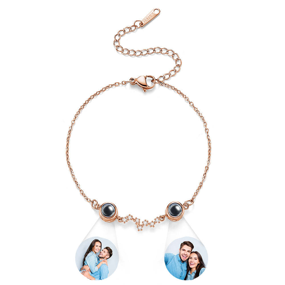 Personalised Double Projection Photo Bracelet Accompanied by Diamonds - soufeeluk