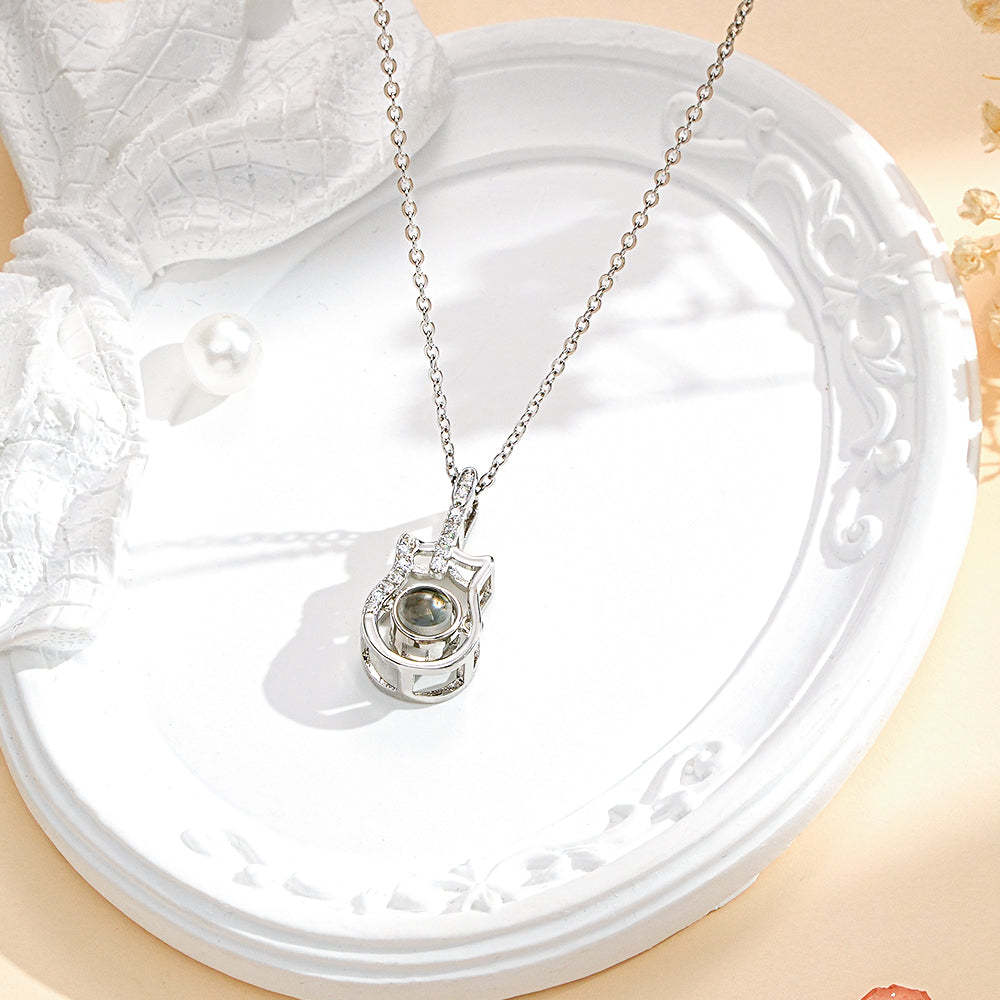 Personalised Guitar Design Projection Necklace Gift for Guitar Lovers - soufeeluk