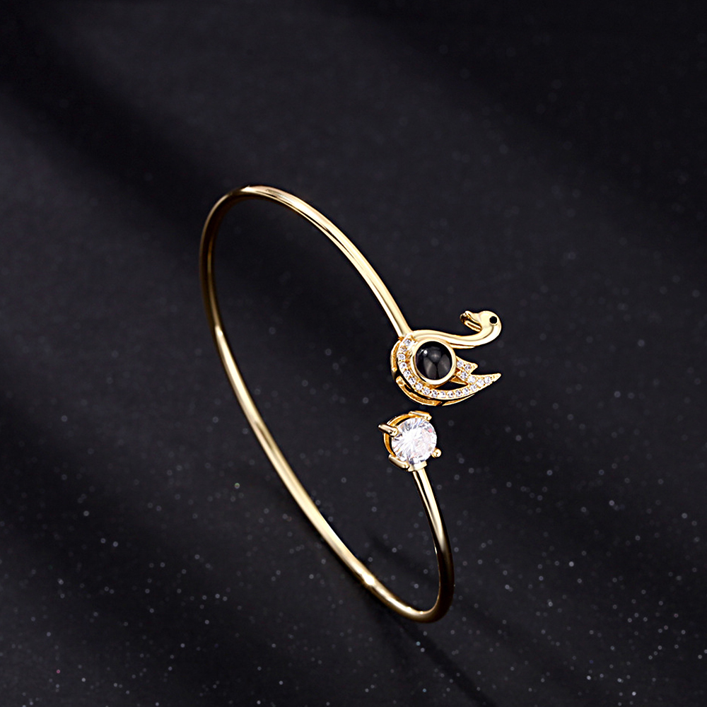 Custom Projection Bracelet Personalized Photo Swan Bracelet Jewelry Gift for Her - soufeeluk