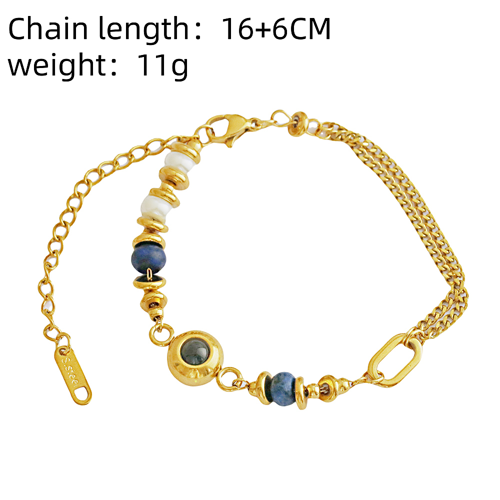 Custom Photo Projection Bracelet Vintage Luxury Natural Stone Bracelet 18K Gold Plated Stainless Steel Waterproof Bracelet Gift for Her - soufeeluk