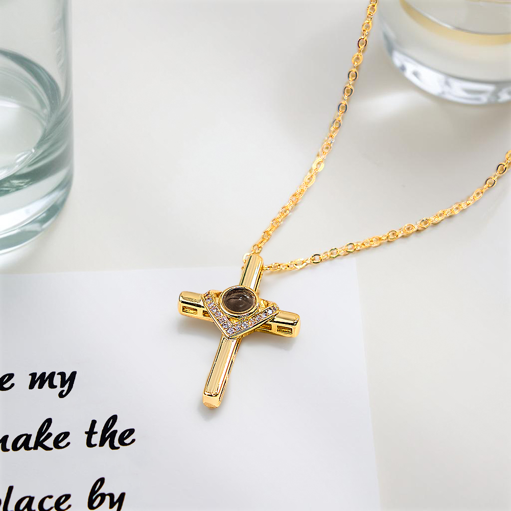 Custom Bible Verse Cross Projection Necklace - soufeeluk